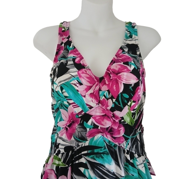 Vintage 90's Maxine Size 14 Plus Full Coverage Skirted Suit Bra Cups Flo… - Picture 3 of 16